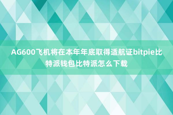 AG600飞机将在本年年底取得适航证bitpie比特派钱包比特派怎么下载