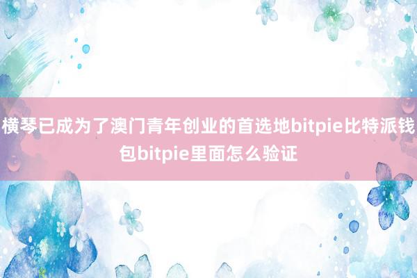 横琴已成为了澳门青年创业的首选地bitpie比特派钱包bitpie里面怎么验证