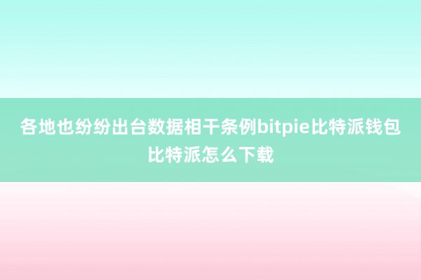 各地也纷纷出台数据相干条例bitpie比特派钱包比特派怎么下载