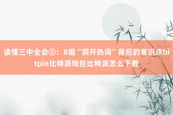 读懂三中全会⑤：8组“洞开热词”背后的常识点bitpie比特派钱包比特派怎么下载