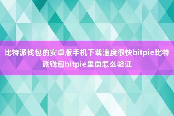 比特派钱包的安卓版手机下载速度很快bitpie比特派钱包bitpie里面怎么验证