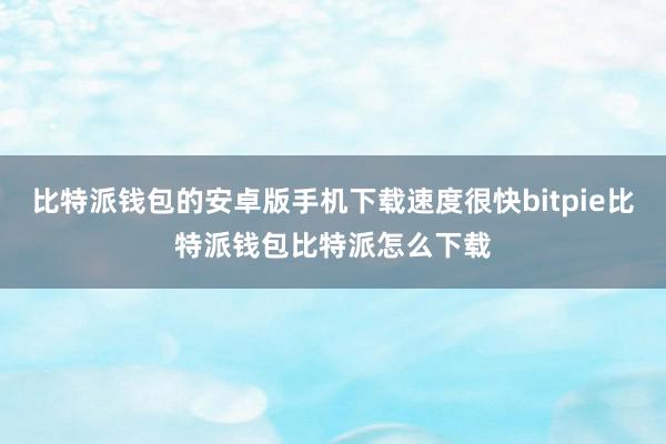 比特派钱包的安卓版手机下载速度很快bitpie比特派钱包比特派怎么下载