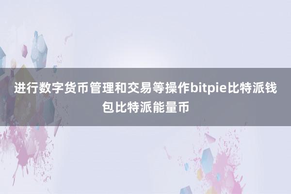 进行数字货币管理和交易等操作bitpie比特派钱包比特派能量币