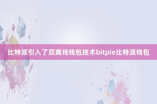 比特派引入了双离线钱包技术bitpie比特派钱包