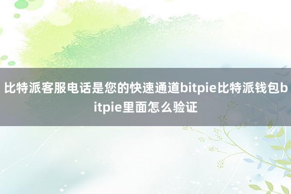 比特派客服电话是您的快速通道bitpie比特派钱包bitpie里面怎么验证