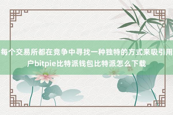 每个交易所都在竞争中寻找一种独特的方式来吸引用户bitpie比特派钱包比特派怎么下载