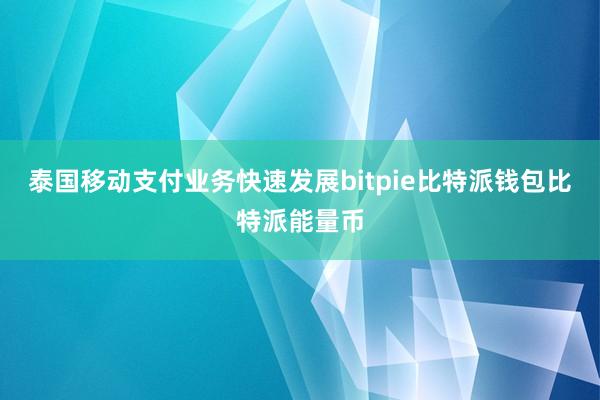 泰国移动支付业务快速发展bitpie比特派钱包比特派能量币