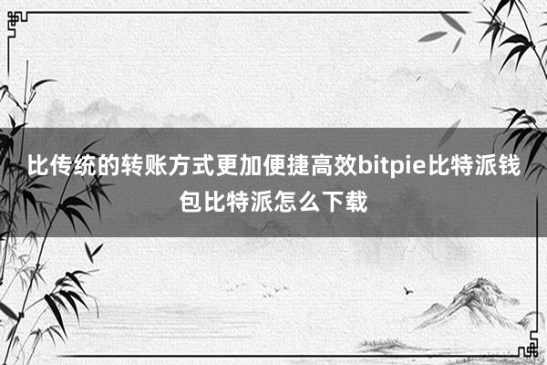 比传统的转账方式更加便捷高效bitpie比特派钱包比特派怎么下载