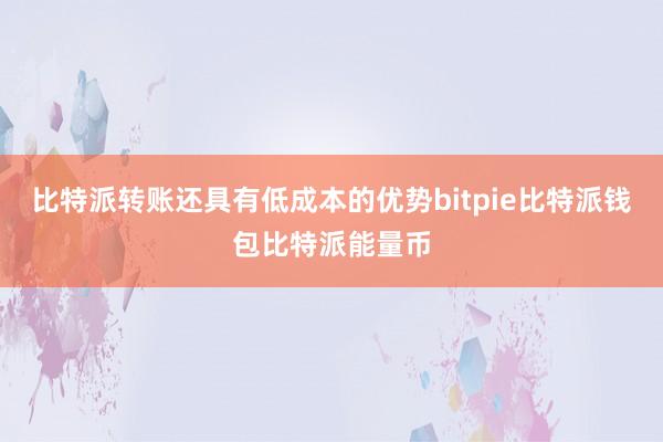 比特派转账还具有低成本的优势bitpie比特派钱包比特派能量币