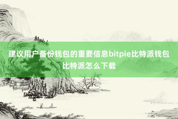 建议用户备份钱包的重要信息bitpie比特派钱包比特派怎么下载