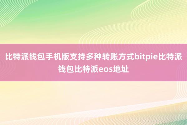 比特派钱包手机版支持多种转账方式bitpie比特派钱包比特派eos地址