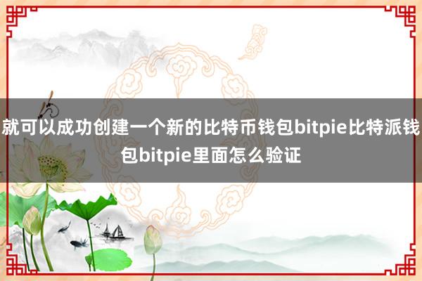 就可以成功创建一个新的比特币钱包bitpie比特派钱包bitpie里面怎么验证