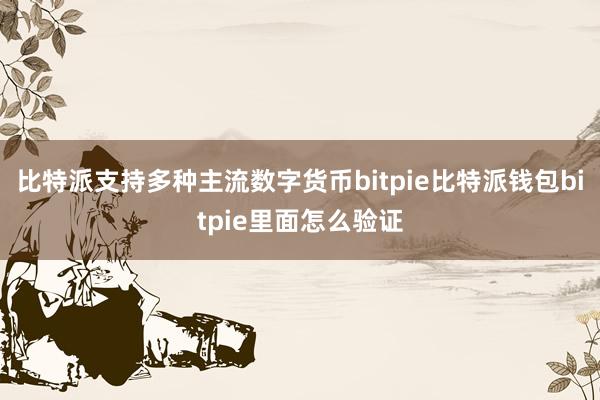 比特派支持多种主流数字货币bitpie比特派钱包bitpie里面怎么验证