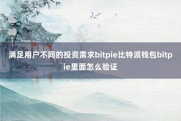 满足用户不同的投资需求bitpie比特派钱包bitpie里面怎么验证