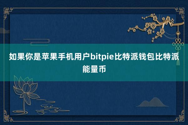 如果你是苹果手机用户bitpie比特派钱包比特派能量币