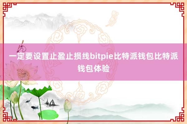 一定要设置止盈止损线bitpie比特派钱包比特派钱包体验