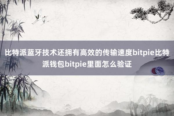 比特派蓝牙技术还拥有高效的传输速度bitpie比特派钱包bitpie里面怎么验证