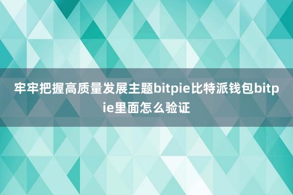 牢牢把握高质量发展主题bitpie比特派钱包bitpie里面怎么验证