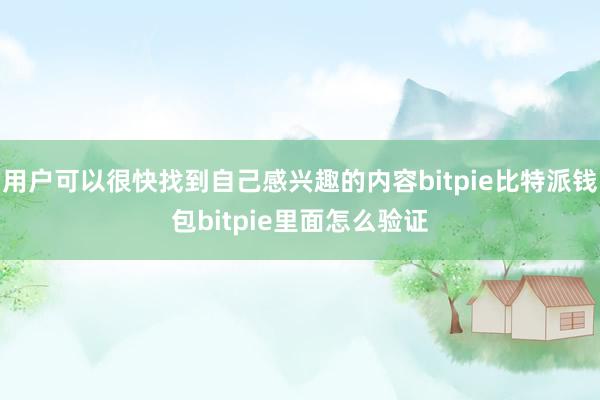 用户可以很快找到自己感兴趣的内容bitpie比特派钱包bitpie里面怎么验证