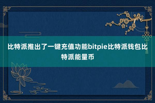 比特派推出了一键充值功能bitpie比特派钱包比特派能量币