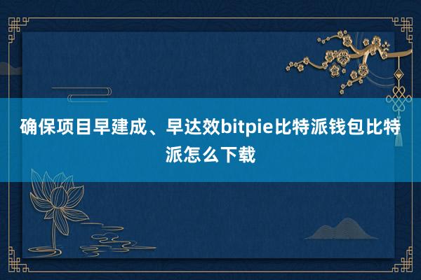 确保项目早建成、早达效bitpie比特派钱包比特派怎么下载