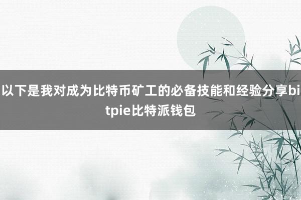 以下是我对成为比特币矿工的必备技能和经验分享bitpie比特派钱包