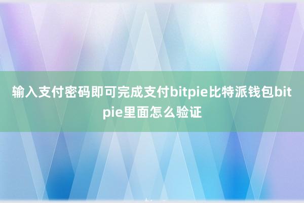 输入支付密码即可完成支付bitpie比特派钱包bitpie里面怎么验证