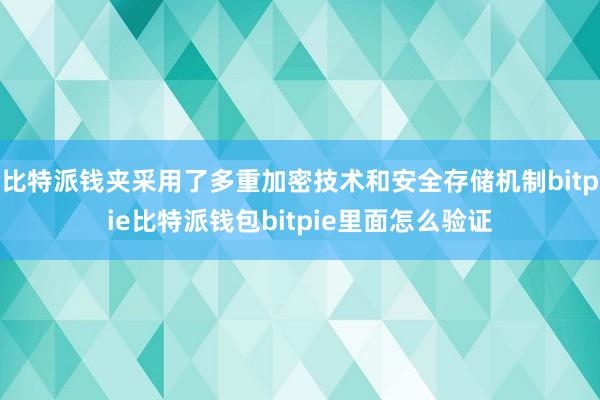 比特派钱夹采用了多重加密技术和安全存储机制bitpie比特派钱包bitpie里面怎么验证