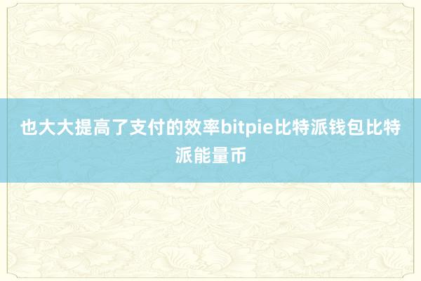 也大大提高了支付的效率bitpie比特派钱包比特派能量币